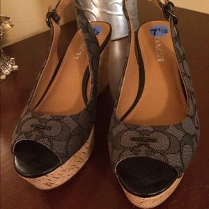 Coach Ferry wedge open toe charcoal grey